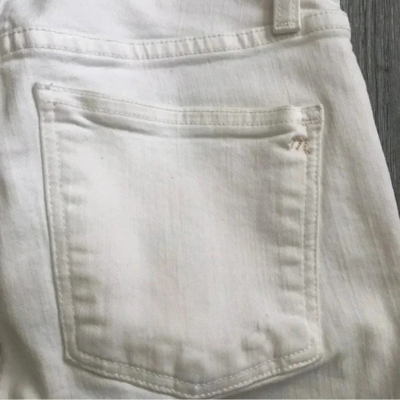 Madewell 10"High Rise Skinny Crop Jeans in Pure White Button Front Edition SZ 25 - Picture 6 of 13
